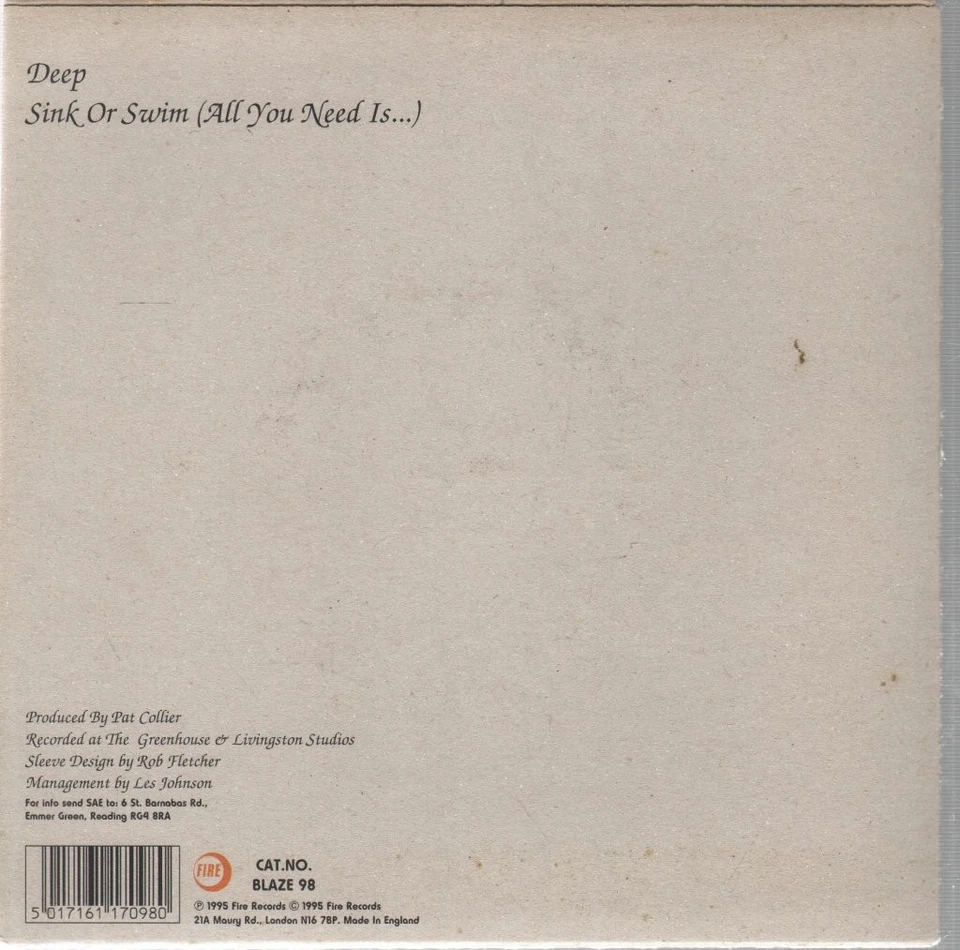 Chuck Deep 7" vinyl UK Fire 1995 7" in pic sleeve b/w sink or swim BLAZE98 - Image 2 of 2