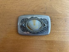 Vintage Western Belt Buckle with Oval Agate Stone