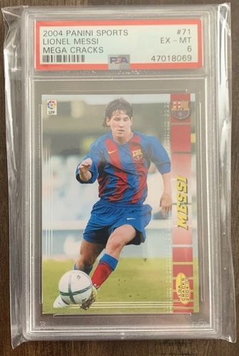 2004 PANINI SPORTS MEGA CRACKS #71 LIONEL MESSI ROOKIE RC PSA 6