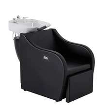 Electric Shampoo Chair with Extra Large Ceramic Bowl & Adjustable Legrest Black