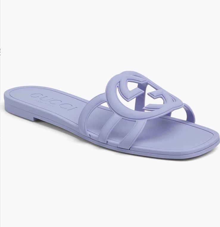 Gucci Palma Interlocking Logo Details Slide Rubber Sandals Lilac