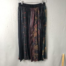 Vintage Fairy Grunge Skirt Womens L Multicolor Velvet Floral Peasant Maxi Whimsi