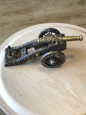 Vintage Modellkanone &ndash; Massive Deko aus Messing Holz &ndash; Historisches Sammlerst&uuml;ck