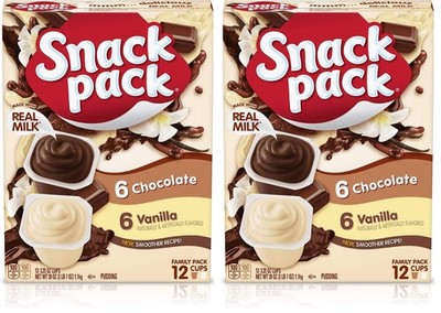 Snack Pack Chocolate and Vanilla Pudding Cups 3.25 Ounce (Pack of 24), Yellow 