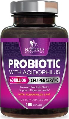 Probiotics 60 Billion CFU per Serving - 10 Strains + Prebiotics - Digestive Heal