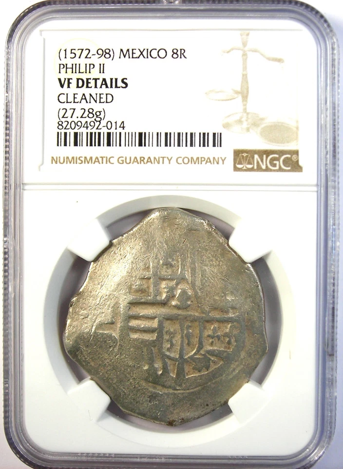 1572-98 Mexico Philip II Cob 8 Reales Silver Coin (8R) - Certified NGC VF Detail - Image 2 of 4