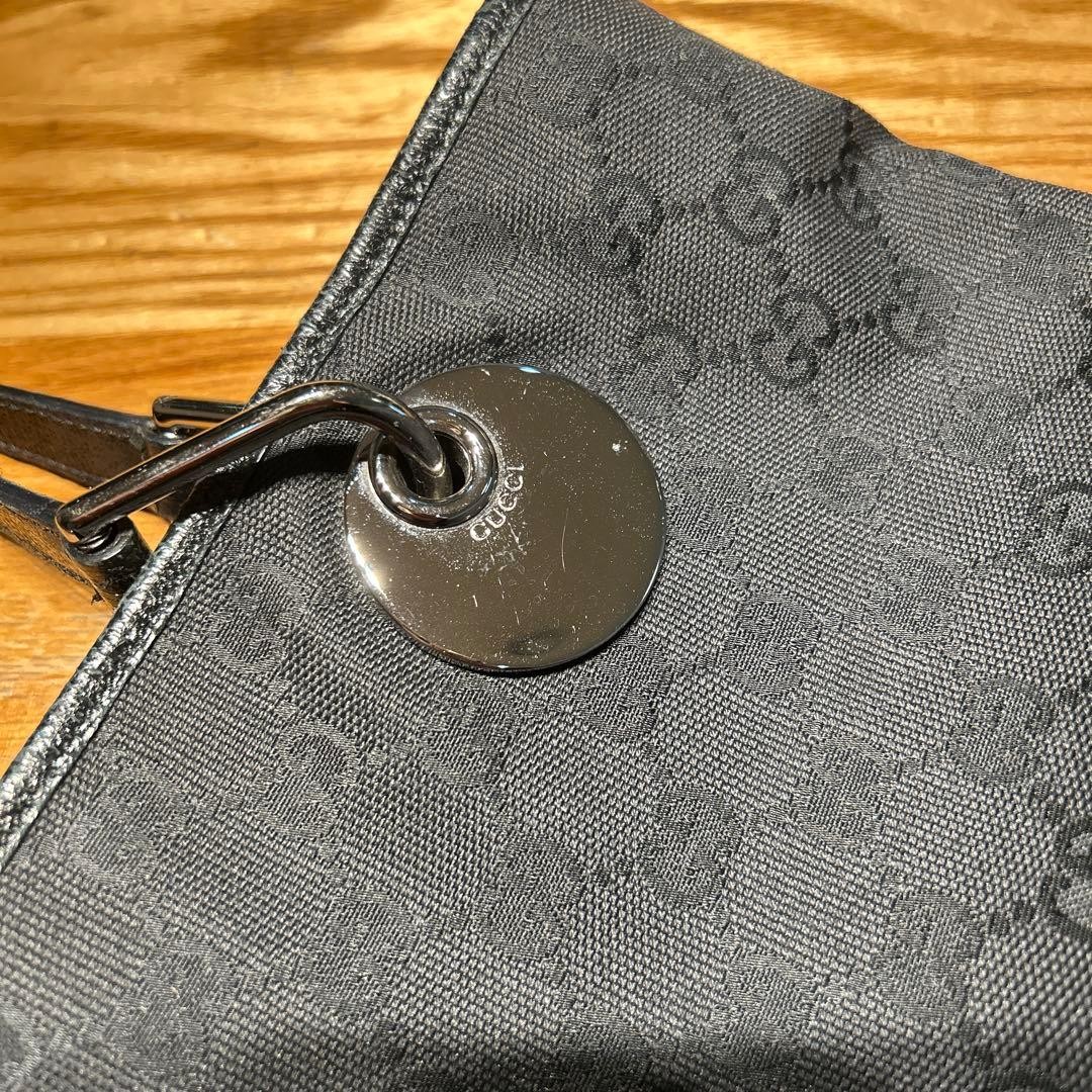 GUCCI Canvas Tote Bag Women Black Silver Hardware Durable Authentic thumbnail 7