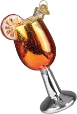 Aperol Spritz Glass Blown Ornament for Christmas Tree, Handcrafted Holiday Decor