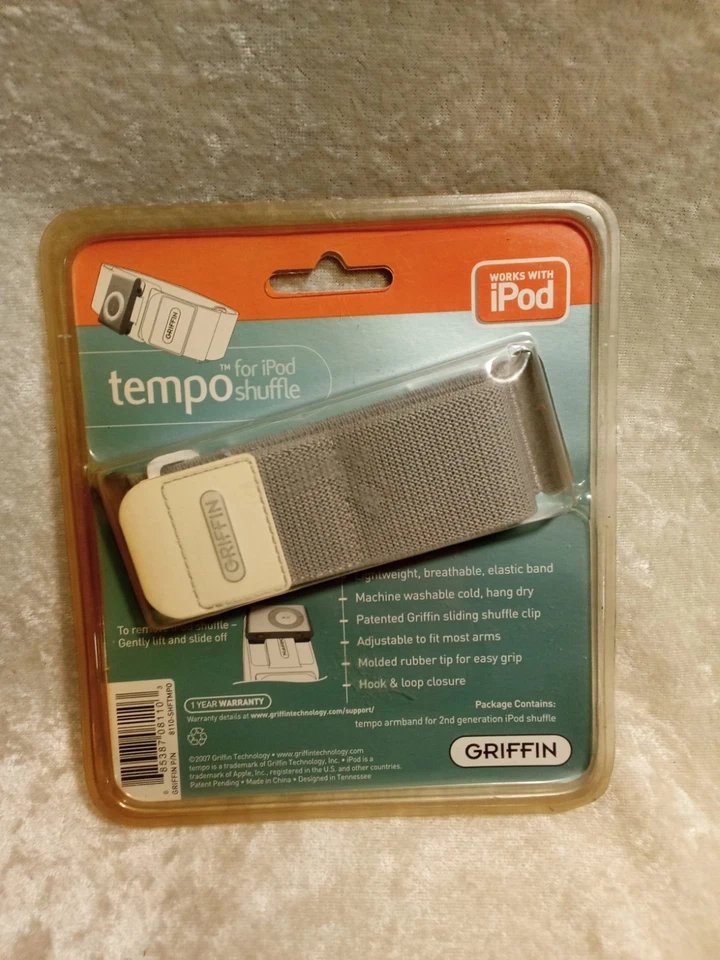 Griffin Tempo Ultimate Sport Armband For iPod Shuffle 2nd Gen/ White/ New Sealed - Image 2 of 2