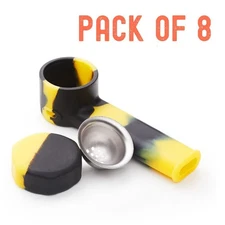 ( Pack of 8 ) 3.5" Silicone Tobacco Smoking Pipe with Lid Yellow Hand Pipes Bowl