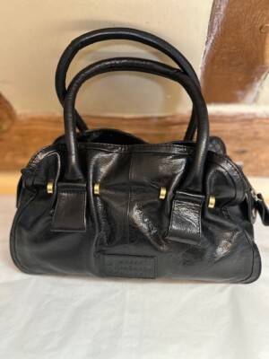 Betty Jackson Black leather top handle grab hand bag UK