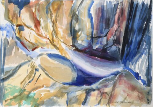 Harold Wallerstein Abstract Watercolor On Paper Signed Lower Right-