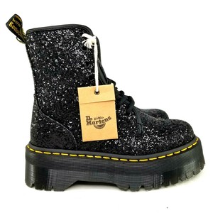 black glitter platform boots