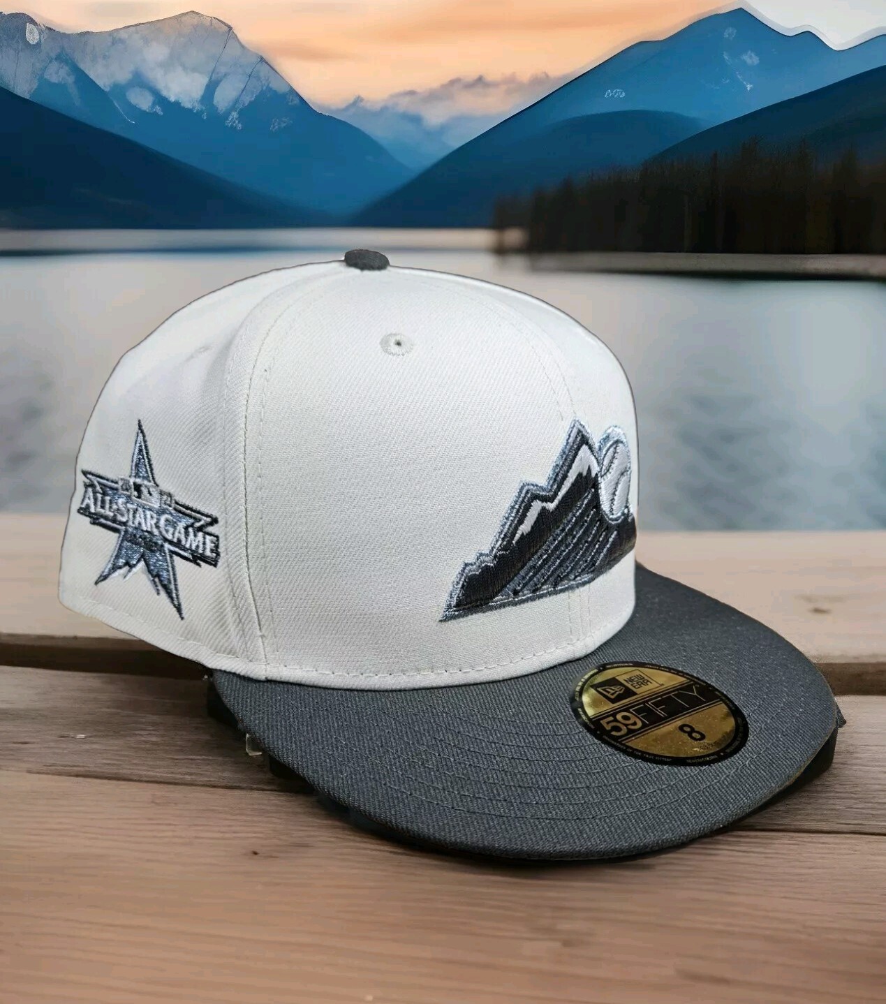 Colorado Rockies All Star New Era 59Fifty Fitted Hat Size 8 Cream/Black Blue UV