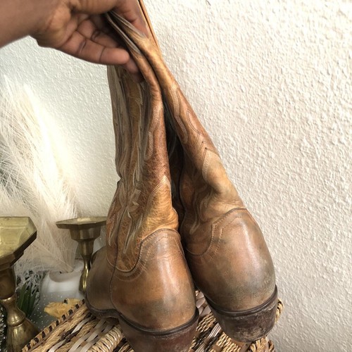 Lucchese Charlie 1 Horse 4508 Women Brown Cowgirl Boot Pointed Toe Brazil VTG 8B - Picture 5 of 11