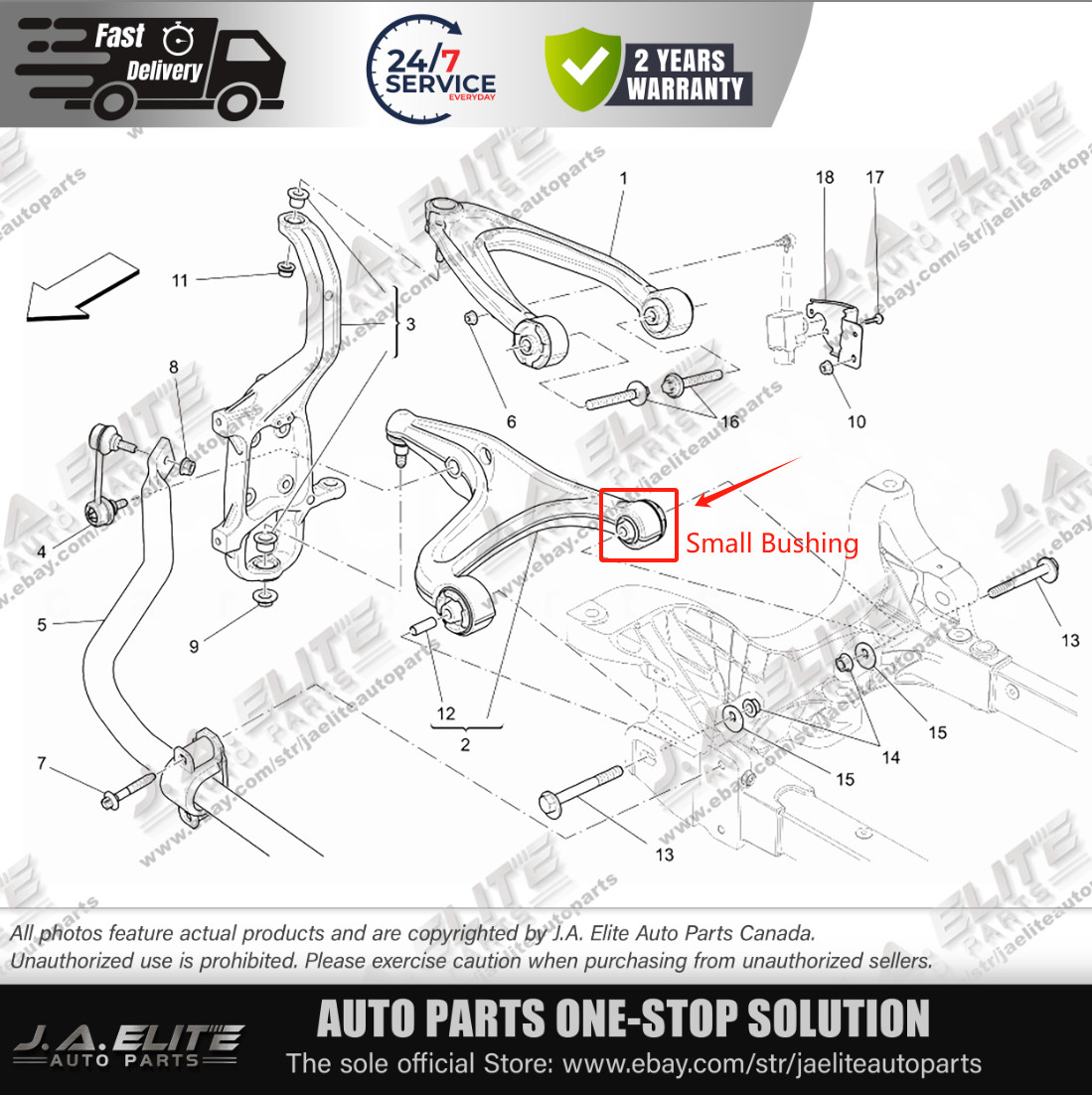 Front Lower Control Arm Small Bushings for Maserati Ghibli Quattroporte (2018+)