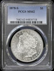 1878-S $1 Morgan Silver Dollar PCGS MS 62 | Uncirculated UNC