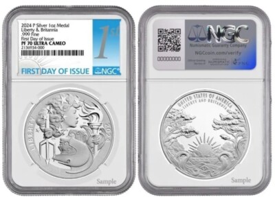 2024 P Silver Medal Liberty Britannia 1oz NGC PF70 FDI First Day