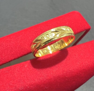 24K Yellow Gold Flat Shape Unisex Design Ring | eBay