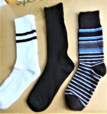 Select from youth socks L-XL ribbed tops white black w/stripes soft stretch new