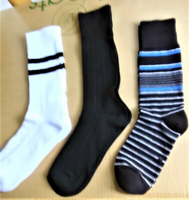 Select from~youth socks~L-XL~ribbed tops~white~black~w/stripes~soft~stretch~new
