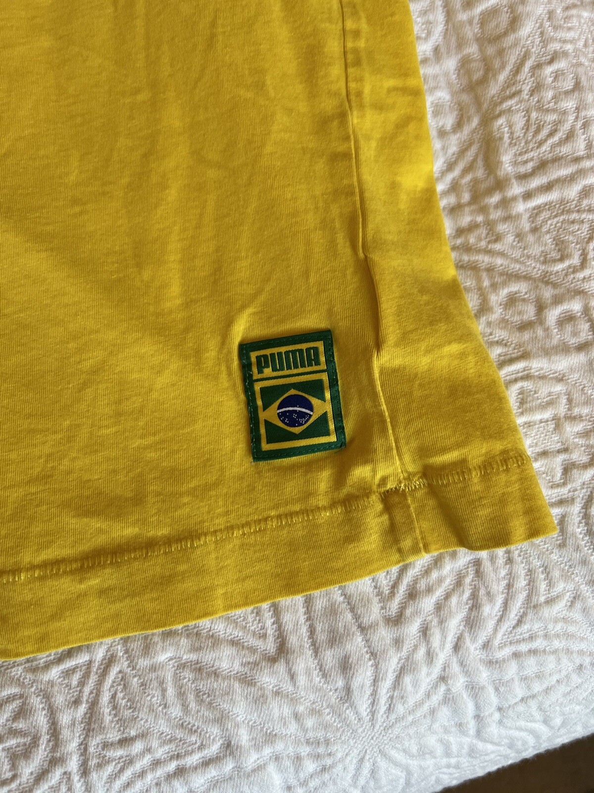 PUMA Mens Forever Football T7 T-Shirt Size: Small, Color Dandelion-(Brazil) thumbnail 6