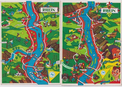 CONTINENTAL, CONTI - REIFEN f. FAHRRAD, RHEINFAHRT, 2 REKLAME LÖSCHBLÄTTER~1965