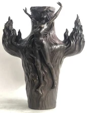 Victorian/Art Deco/Nouveau Brass/Copper/Bronze Nude Nymph/Fairy/Pixie Vase Decor