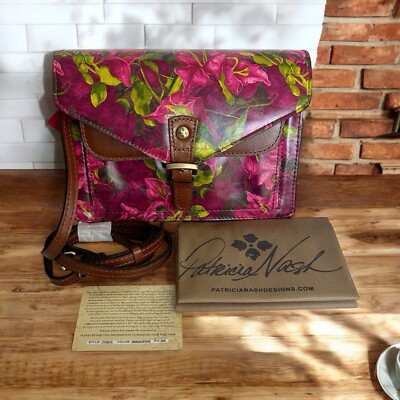 NWT Patricia Nash Leather Crossbody Bag Cassano Bougainvilleas Floral