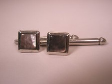 SINGLES 2 1/4" Gray Square Mother of Pearl Vintage Formal Tux Shirt Studs c261