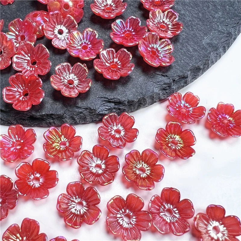 100 tapas de cuentas acrílicas multicolores de 5 pétalos hágalo usted mismo hallazgos de joyería artesanía 10 mm Foto 3 de 4