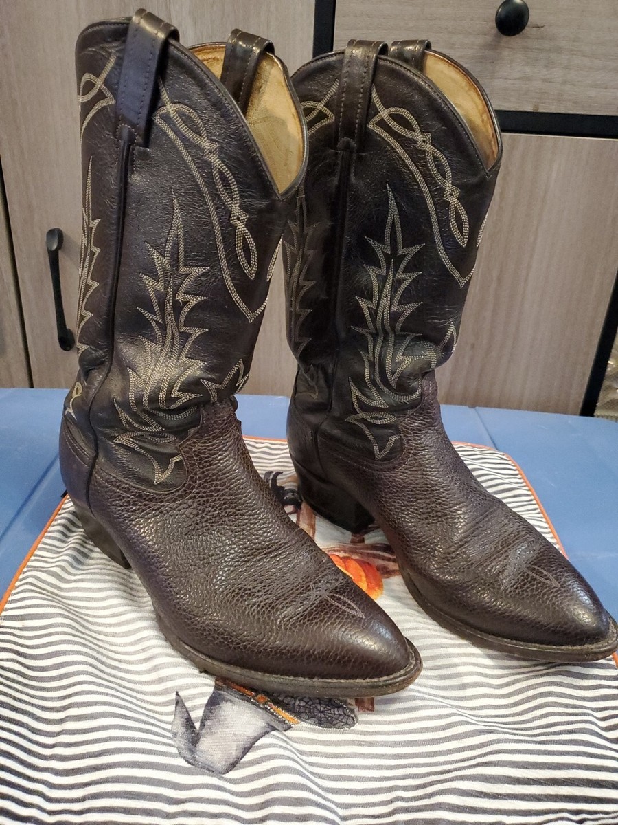 Vintage Tony Lama Brown Leather Western Pointed Toe Cowboy  display picture 2