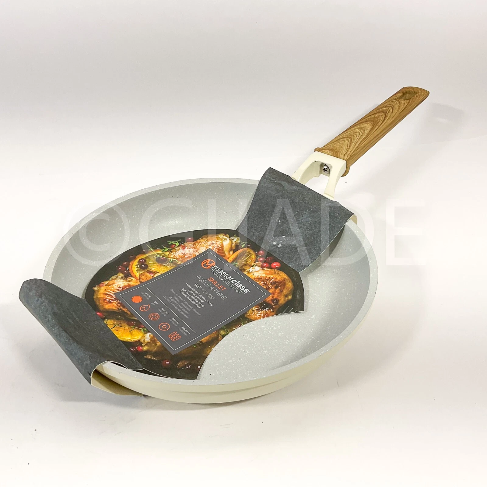 Masterclass Frying Pan Skillet Nonstick 9.5 Inch Premium Kitchen Cookware Ivory