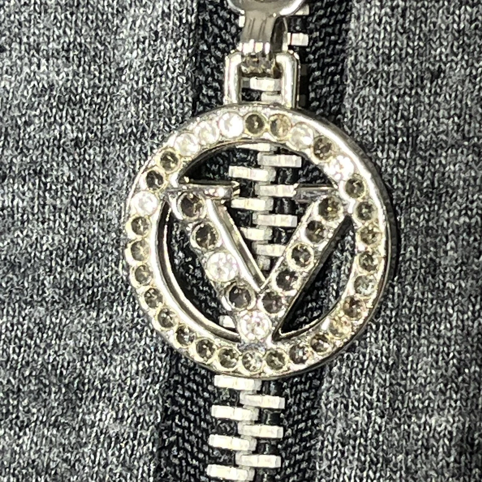 VERTIGO Paris Sudadera con Capucha M Lentejuelas Gris Patrón Floral Cremallera Vértigo Deletrear Hippie Foto 4 de 4