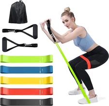Exercise Resistance Bands Set for 5 Natural Latex Workout Bands with Handles