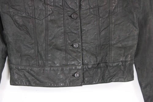 Levi's Womens Leather Jacket Size Small Black Unreleased Sample Tunic Cropped - Picture 3 of 12