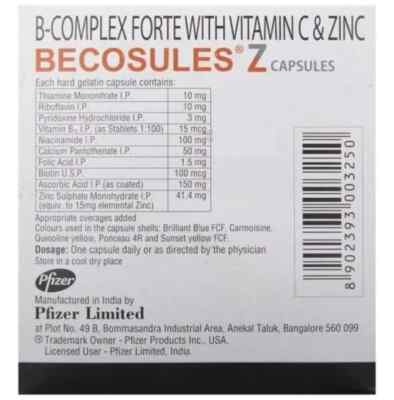 Becosules Z Capsule Vitamin B Complex Forte With Vitamin C Zinc 300 Capsules