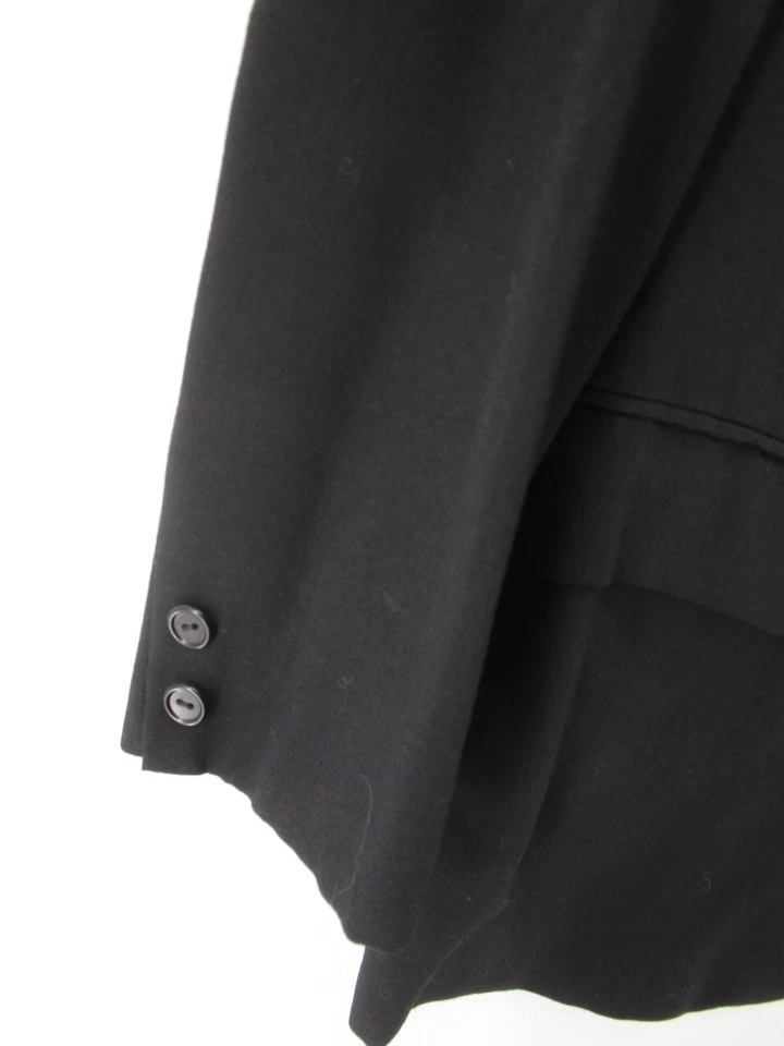 VINTAGE After Six Blazer Men 42 Black Tuxedo Satin Lapel Evenings Smoking Coat - Image 3 of 4