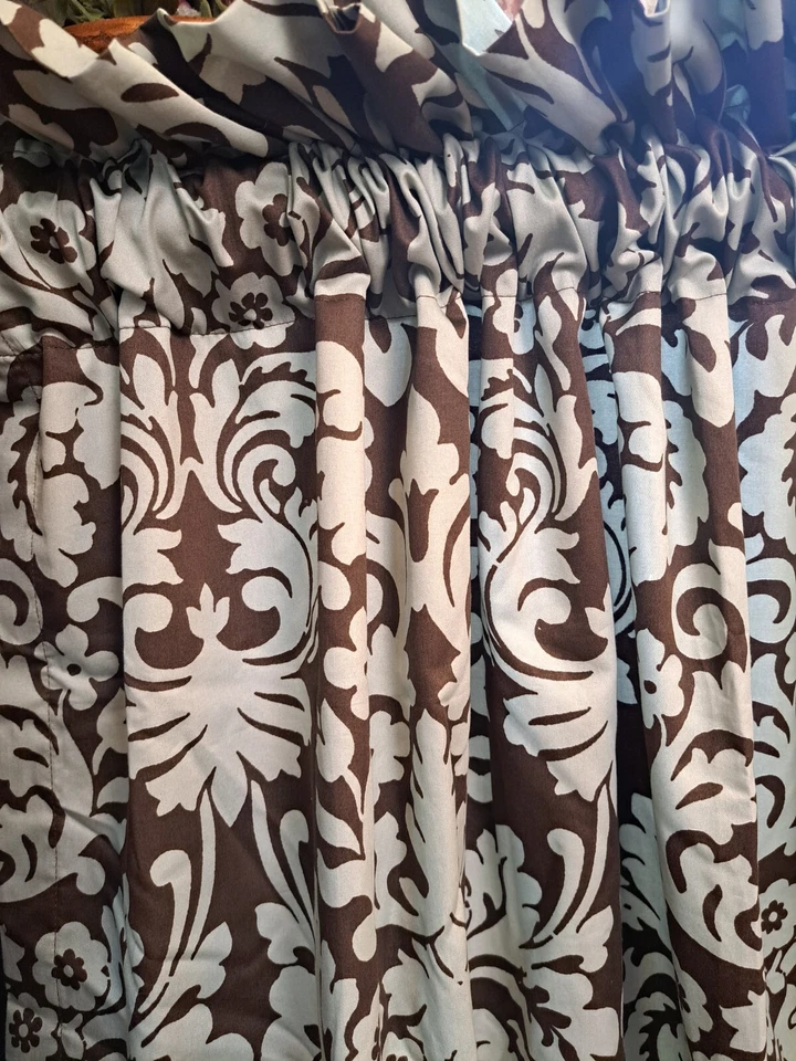 Paneles Cortina Waverly Cortina Floral Pergamino Medallón Marrón y Azul Claro 4 Paneles Foto 3 de 4