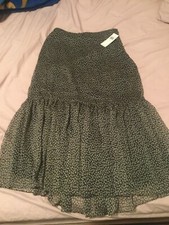Ralph Lauren Navy/taupe Print Tiered Georgette Skirt Sz4 NWT MRSP 125 