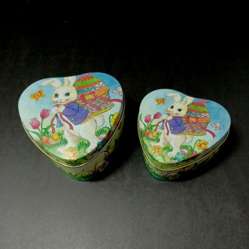 Vintage Nesting Hearts Osterdosen Hase Kaninchen Ei Korb Blumen Weltbasare - Bild 2 von 12