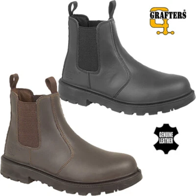 MENS GRAFTERS DEALER LIGHTWEIGHT CHELSEA STEEL TOE CAP SAFETY BOOTS WORK SHOE SZ