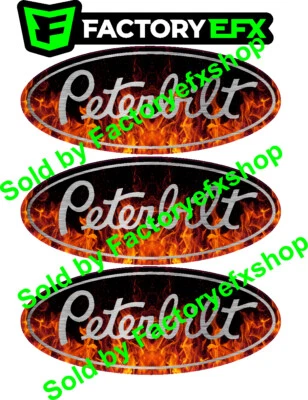 FACTORY EFX 3 Custom Orange Peterbilt Flame Grille & Hood Decal Emblems 359 379 378 353 377