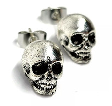 Skelett Totenkopf Kopf Ohrringe Ohrstecker Gothic Zinn Stahl Körper Piercing Schmuck