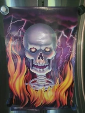 Vintage 1991 Death Flame Poster PC1044 AGG Skull Skeleton Halloween Fire