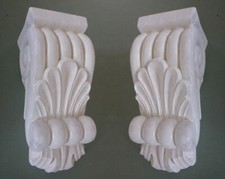 Pair of Wood Fireplace Corbels Shelf Brackets - Pre-treated with Primer PNT719