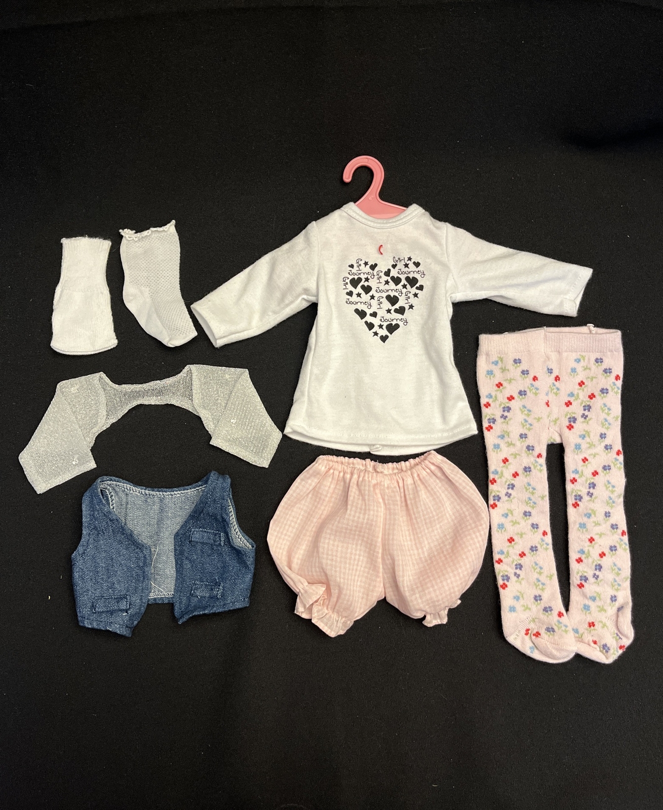 Journey Girl Etc For 18&rdquo; Doll Top, Tights, Socks, Romper, 