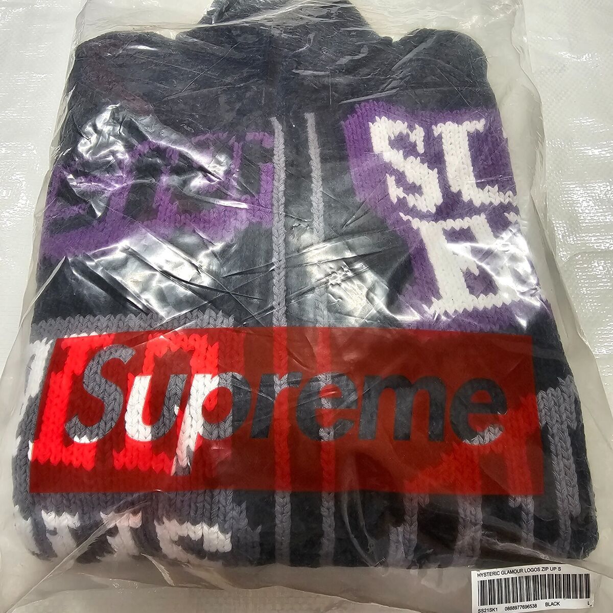 Supreme HYSTERIC GLAMOUR Logos Zip Up Sweater Black Large Brand