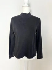 Appleseed's Petites Women's Shirt Size PM Black Mock Neck Long Sleeves