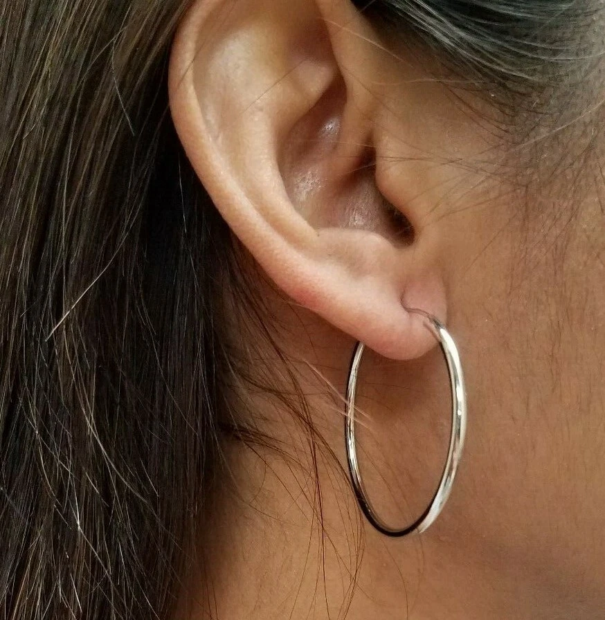 Endless hoop deals earrings white gold